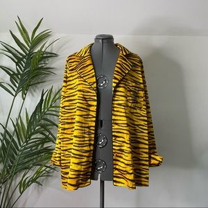 Tiger Print Silk Button Up Top